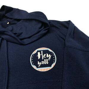 Red Camel‎ women Large cowl neck long sleeve top shirt T Southern Socialite Blue